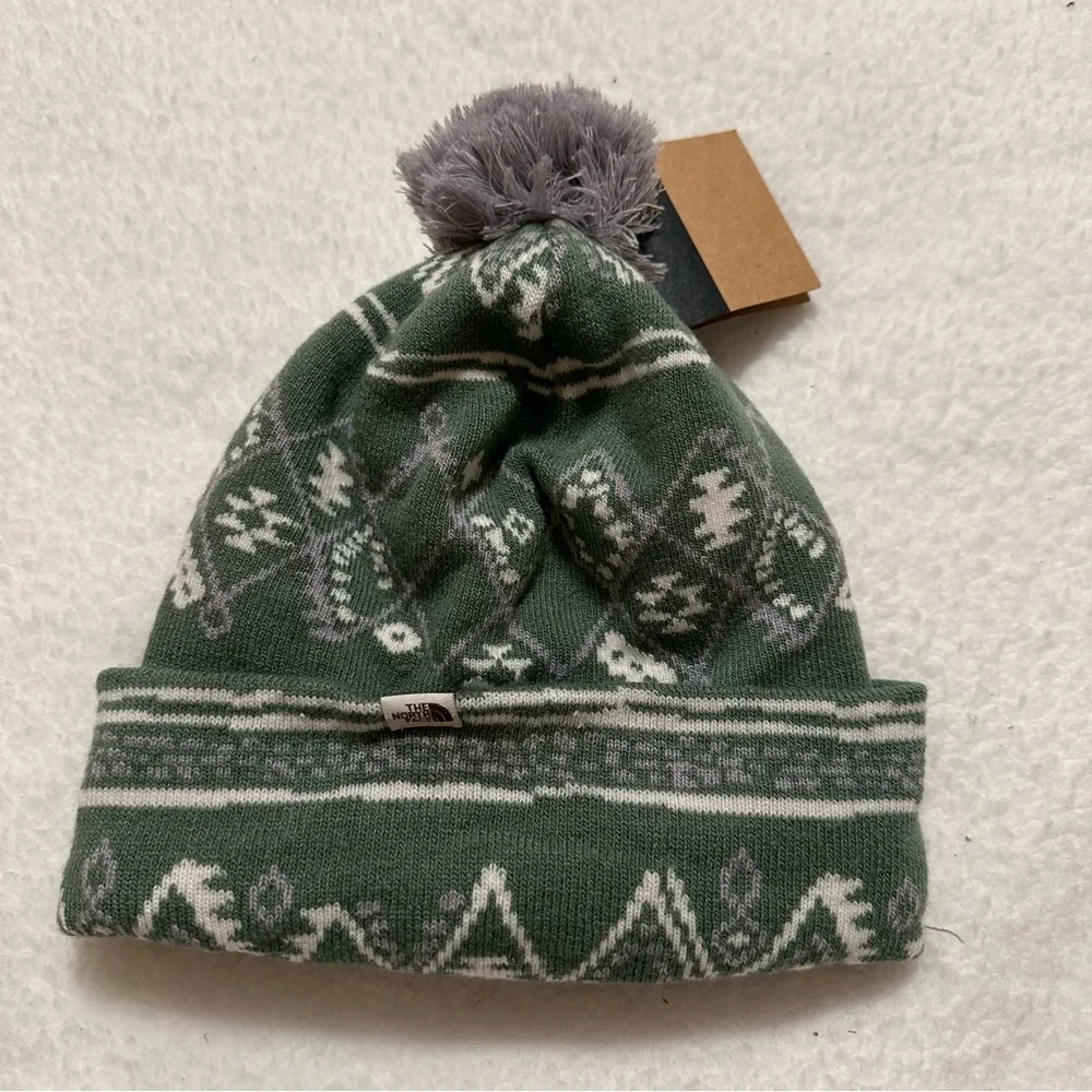 Green Knit North Face Hat